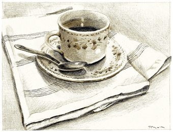 Teacup Still Life In Graphite